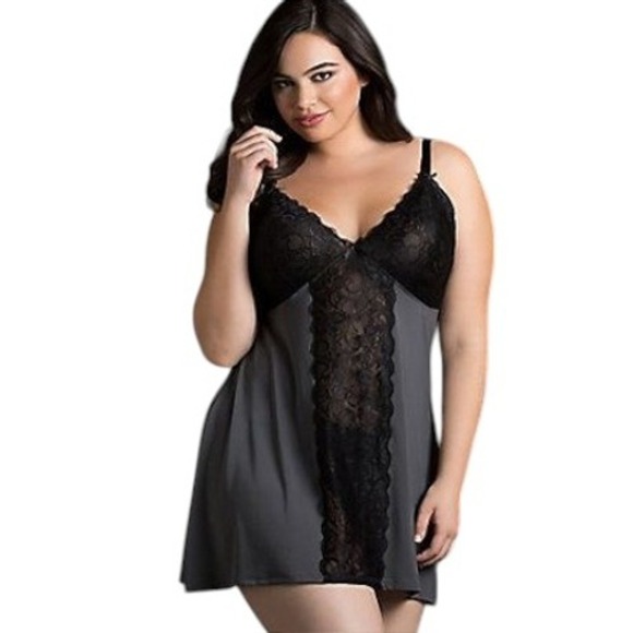 torrid Other - Torrid Gray Lace Trim Babydoll Slip Nightie Plus Size Curvy Sexy Boudoir 2X
